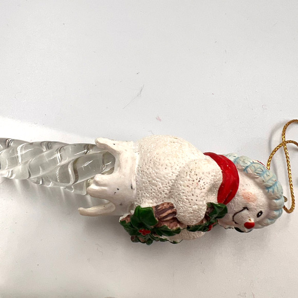 Vintage 90's Icicle Christmas Tree Ornaments Santa Snowman 3 Piece Lot - Picture 3 of 7